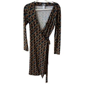 Diane Von Furstenberg Brown and Black Wrap Dress